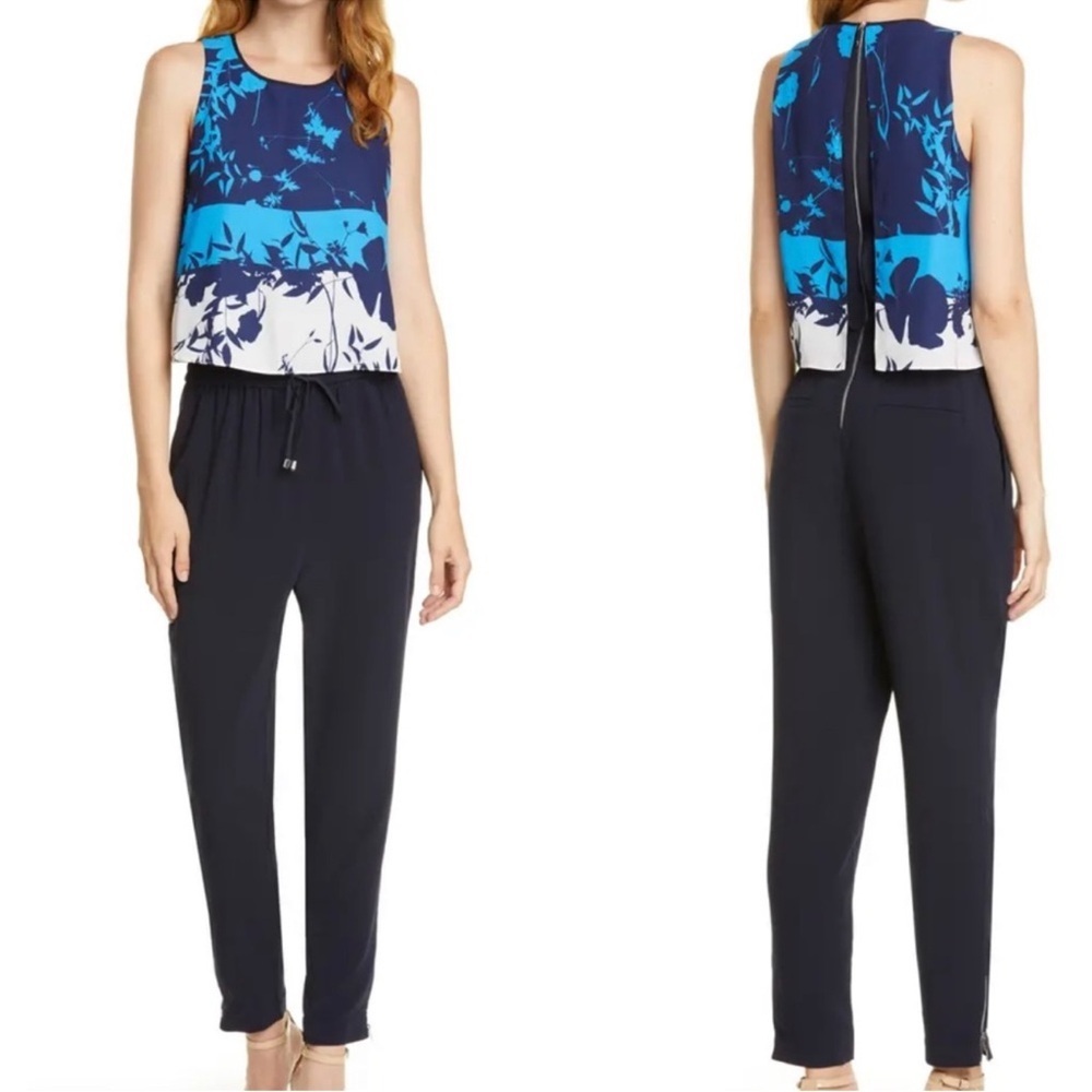 Ted Baker Navy and Blue Floral Jumpsuit
